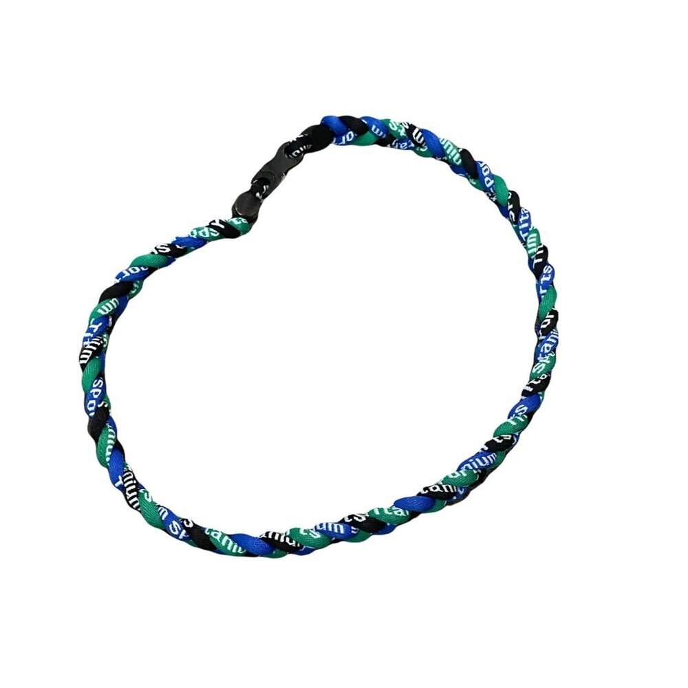 Triple Braided Sports Performance Titanium Necklace - Blue, Green, & Black